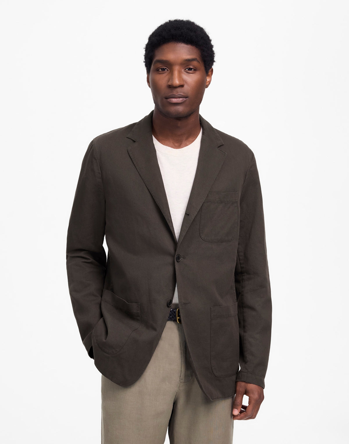Unstructured Blazer in Cotton-Linen Blend
