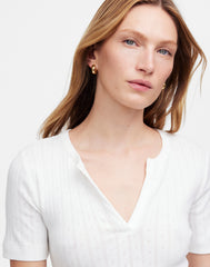 Pointelle Notch Neck Tee