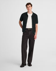 Tuck-Stitch Button-Up Sweater Polo