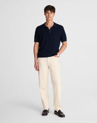Tuck-Stitch Three-Button Sweater Polo