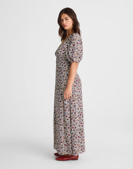Puff-Sleeve Empire Maxi Dress