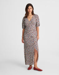 Puff-Sleeve Empire Maxi Dress
