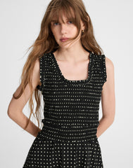 Ruffled Scoopneck Mini Dress in Dot