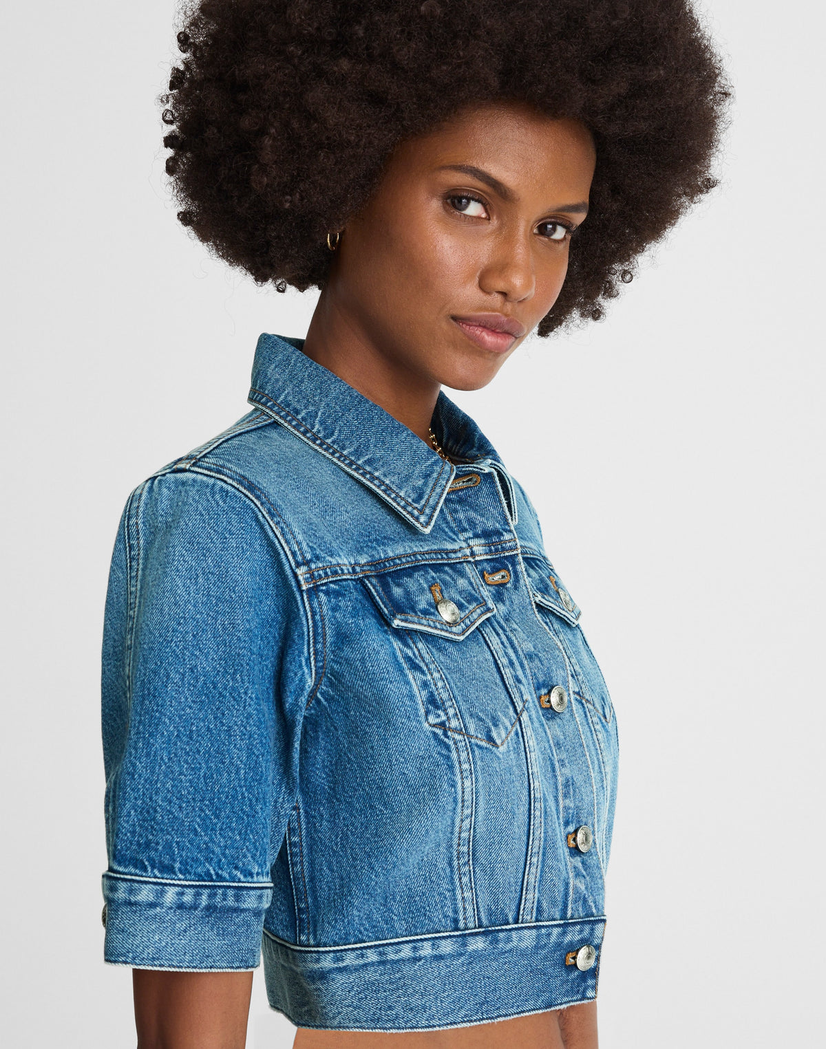 Shrunken Denim Trucker Jacket in Hazeldell Wash