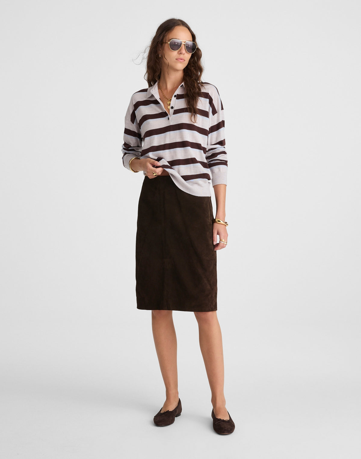 Suede Column Skirt