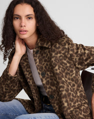 Single-Breasted Topcoat in Leopard Print