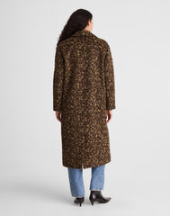 Single-Breasted Topcoat in Leopard Print