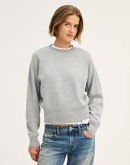 Relaxed Crewneck Sweater in Merino-Silk Blend