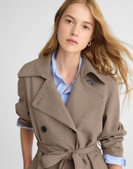 Double-Breasted Trench Coat in Plaid