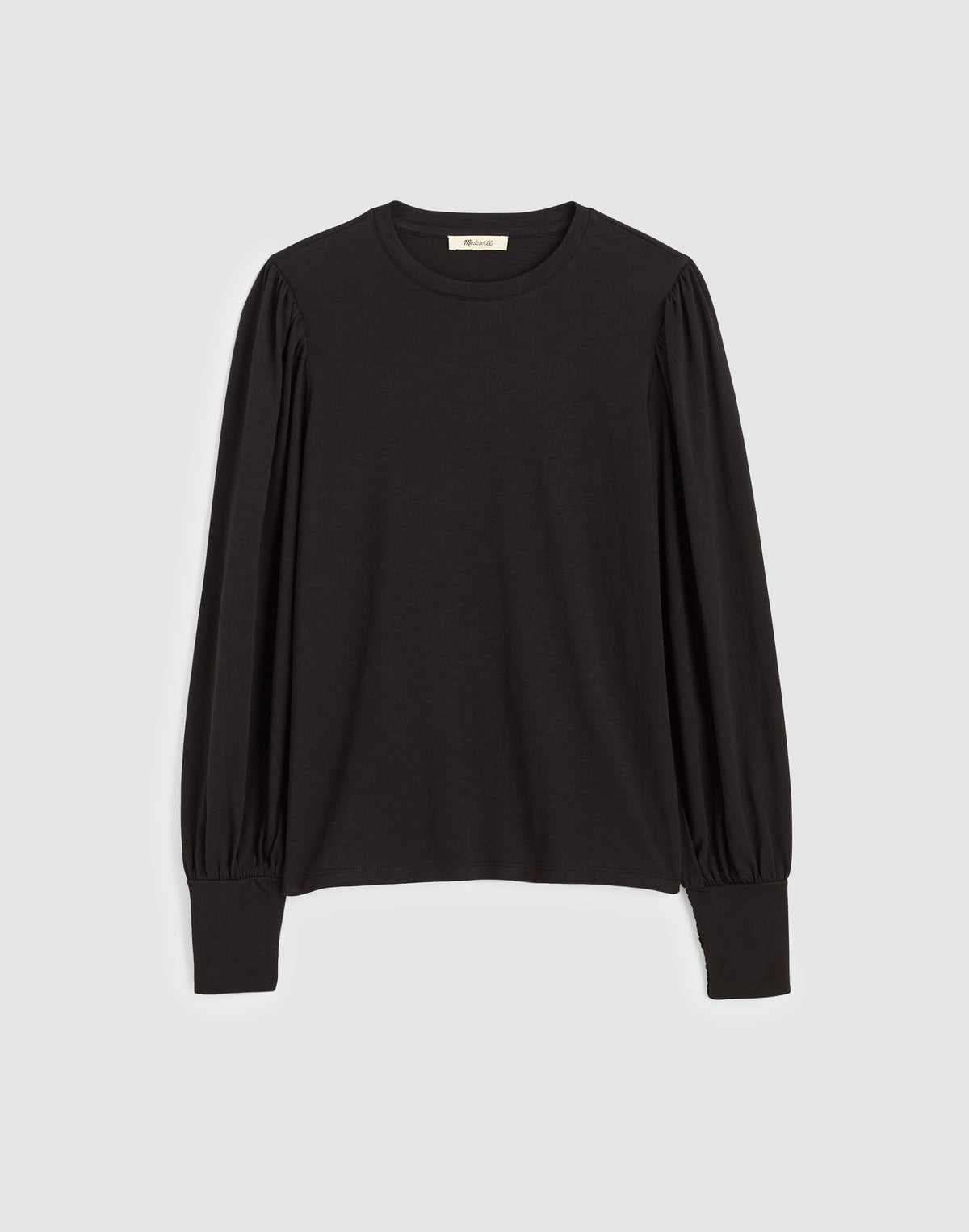 Smocked Long-Sleeve Top in Soft Slub