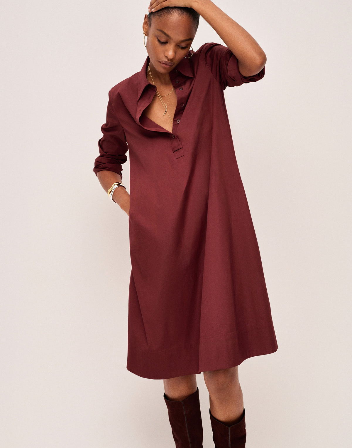 Poplin Long-Sleeved Shirtdress