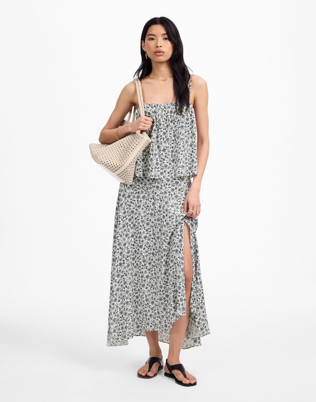 Midi Slip Skirt in Floral