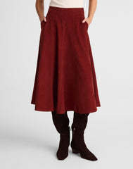 Drapey Corduroy Midi Skirt