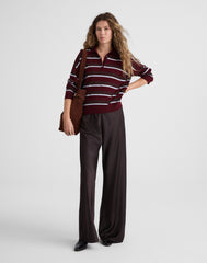 Striped Polo Sweater in 100% Merino Wool