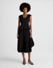 Airy Denim Seamed Scoopneck Top