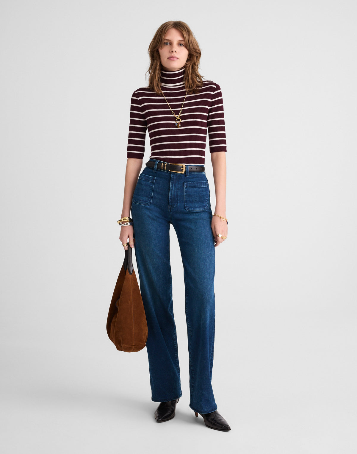 The Petite Emmett Wide-Leg Full Length Jean: Patch Pocket Edition