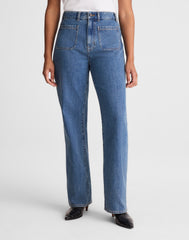 The Curvy Cleo Straight Jean in Petersburg Wash