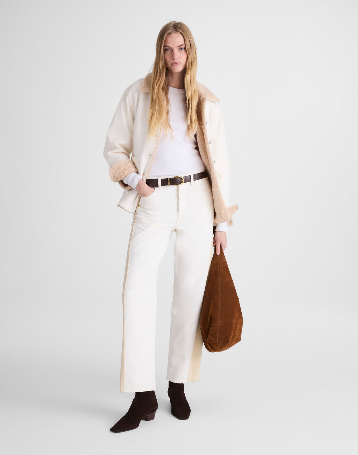 Pieced Barrel-Leg Jeans