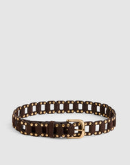 Open-Weave Belt in Suede