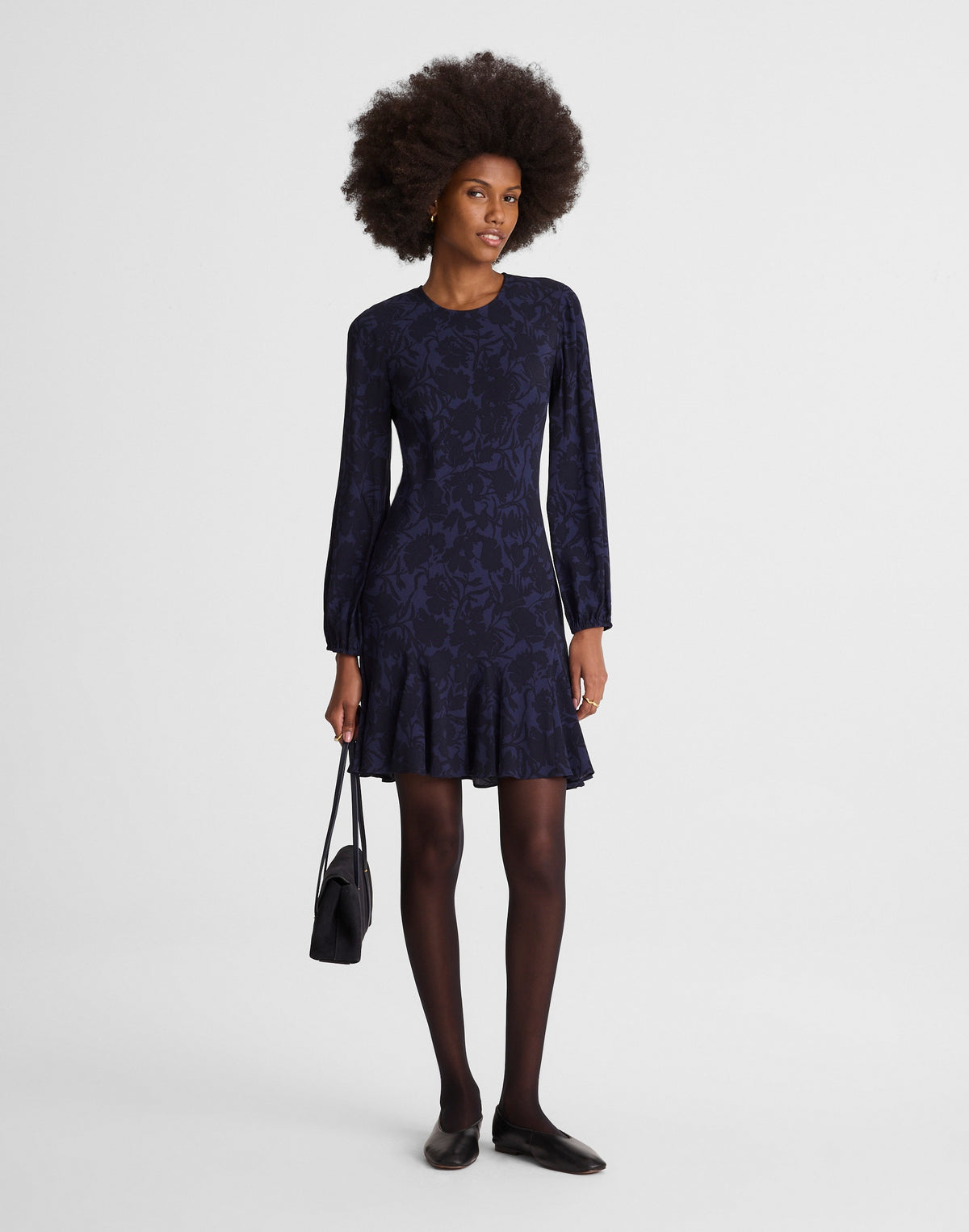 Puff-Sleeve Flare Mini Dress