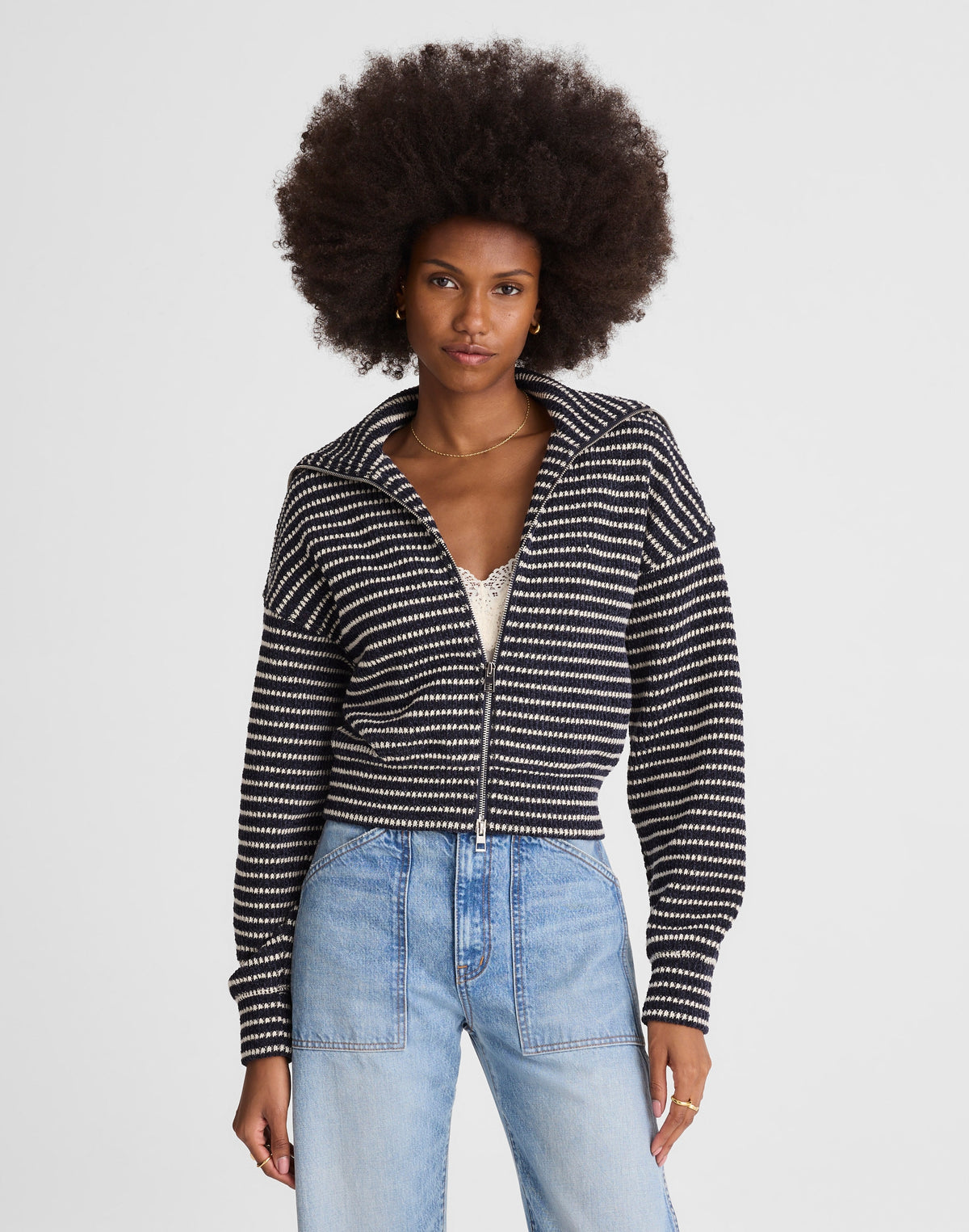 Zip-Up Knit Jacket