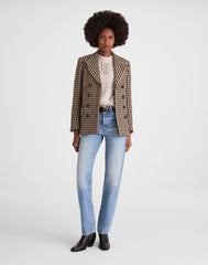 Double-Breasted Boxy Coat in Houndstooth