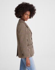 Double-Breasted Boxy Coat in Houndstooth