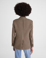Double-Breasted Boxy Coat in Houndstooth