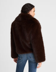 Faux-Fur Shawl-Collar Coat