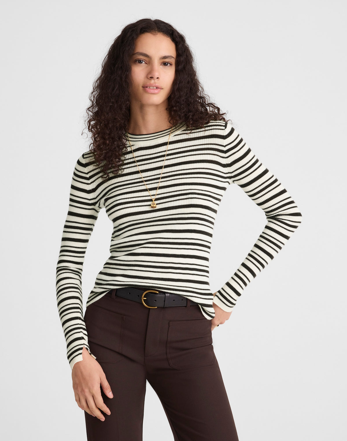 Double Layered Crewneck in Merino-Silk Blend