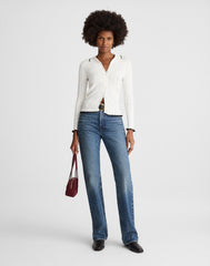 Ruffle-Trim Pointelle Cardigan