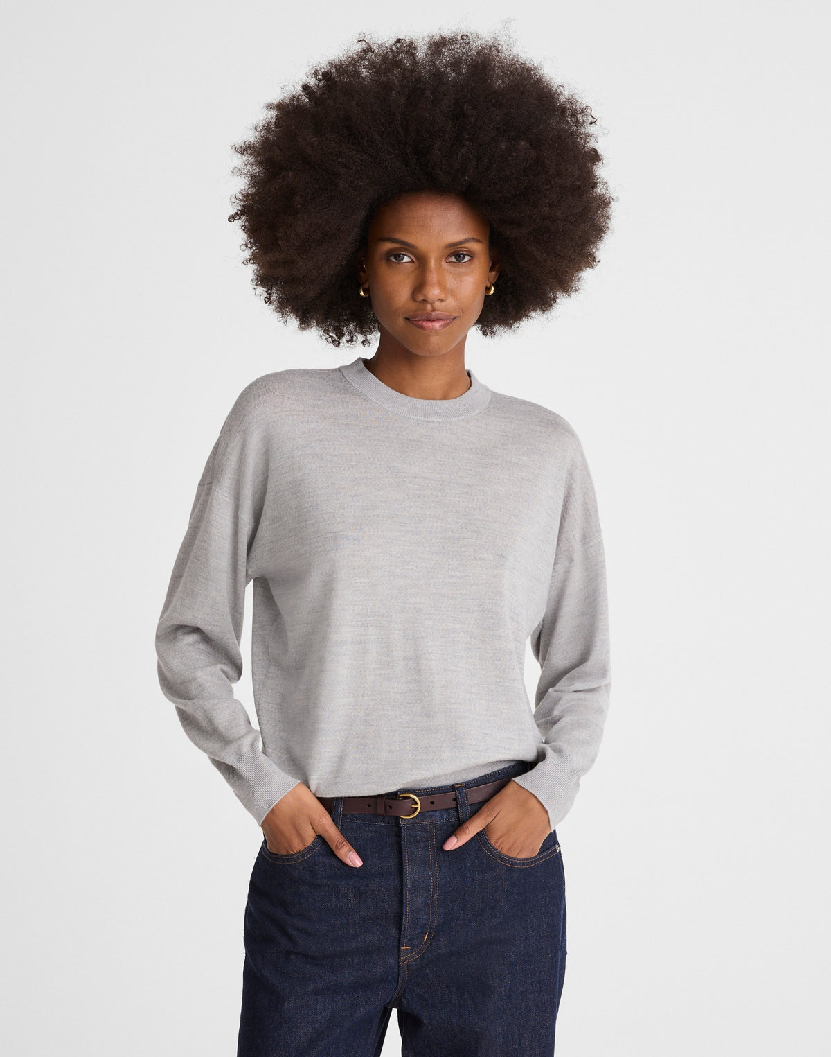 Drop-Shoulder Sweater in Merino Wool