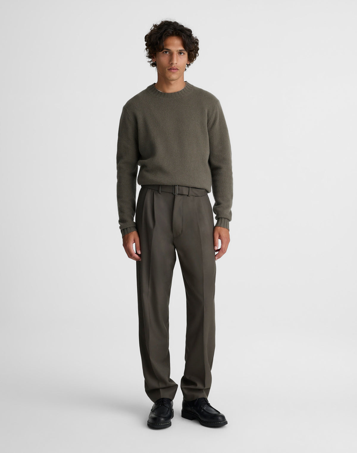 Double-Pleated Trousers in Wool Blend