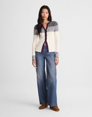 Striped Bouclé-Knit Cardigan