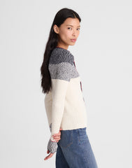 Striped Bouclé-Knit Cardigan