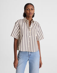 Straight-Hem Short-Sleeve Shirt in Poplin