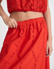 Embroidered Midi Skirt