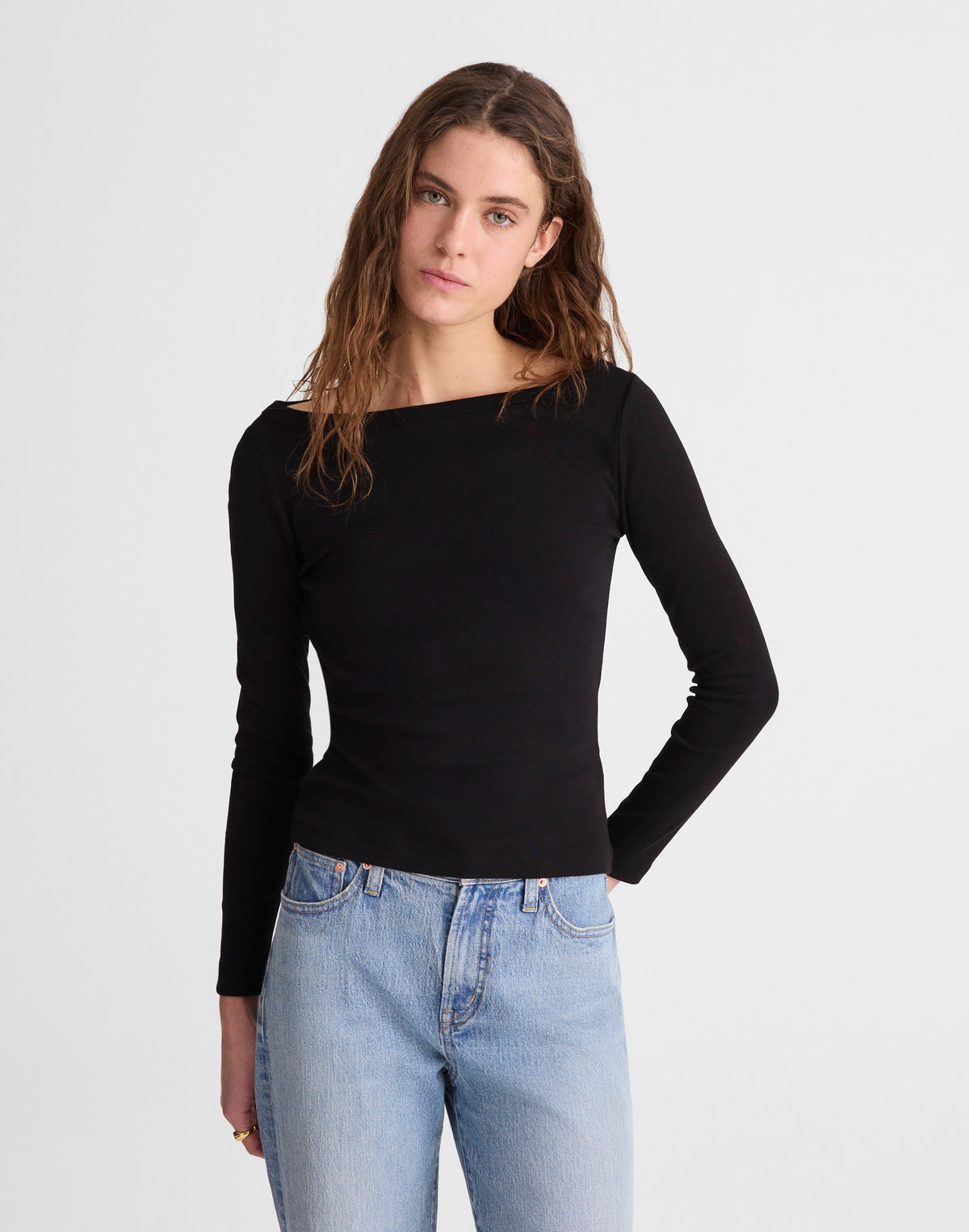 The '90s Boatneck Tee in Compact Cotton