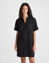 Relaxed Mini Shirtdress in 100% Linen