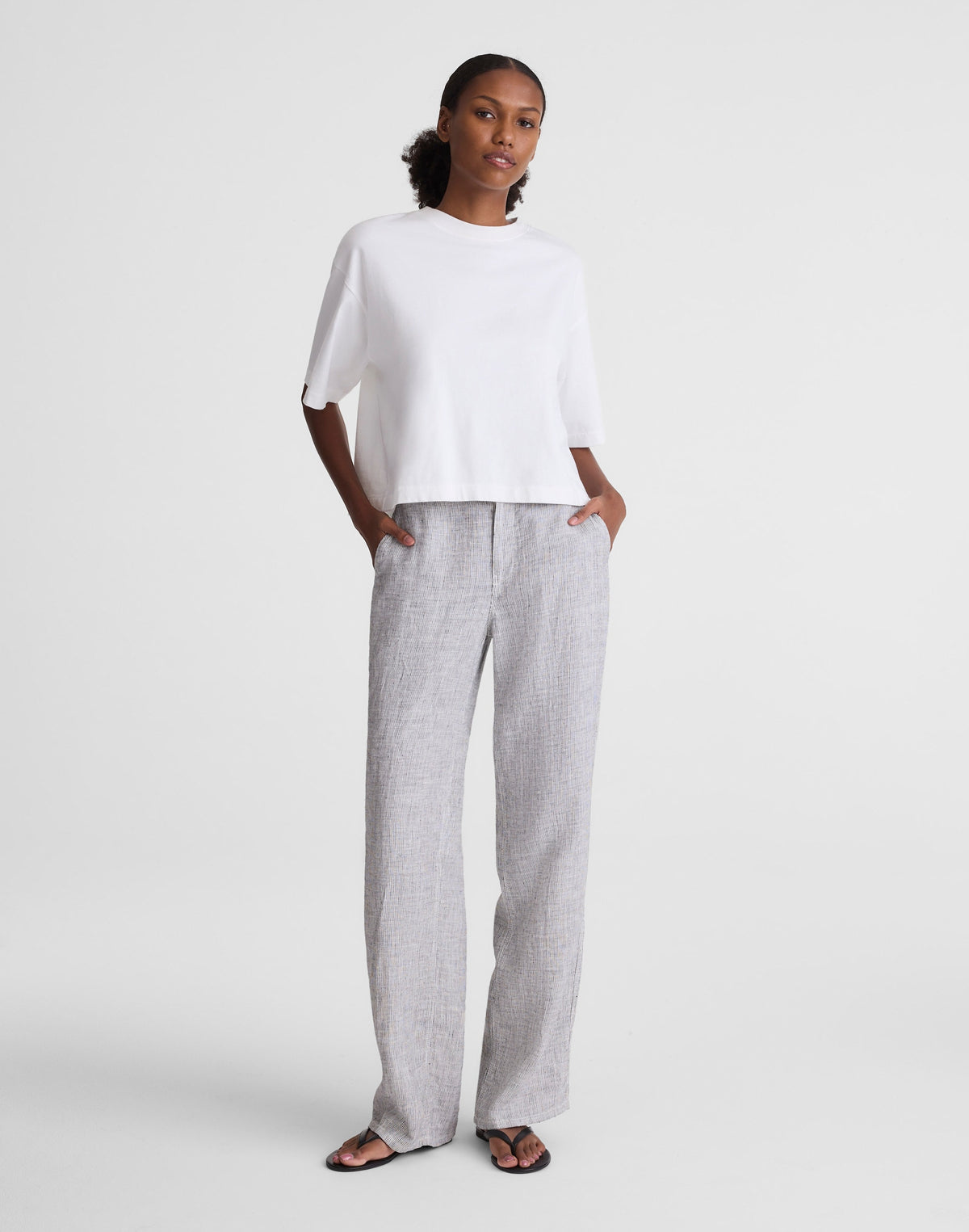 The Tall Zoe Relaxed Straight Pant in 100% Linen