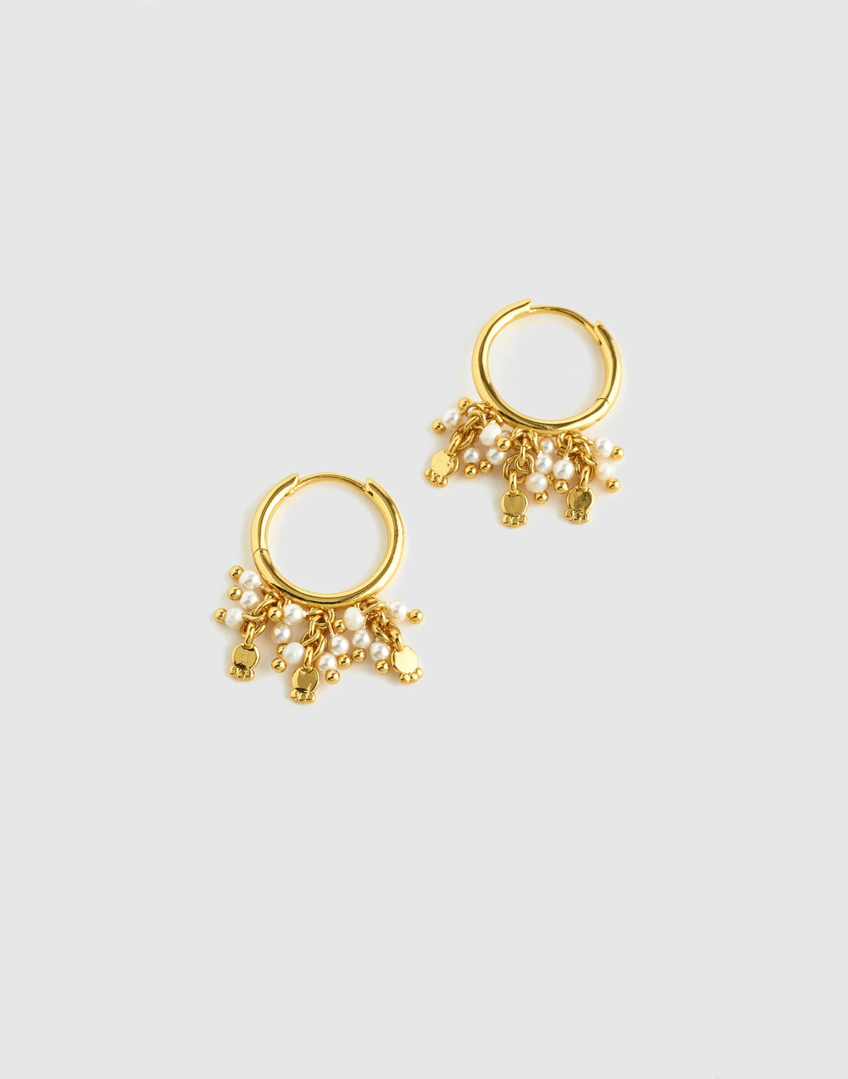 Freshwater Pearl Cluster Small Hoop Earrings