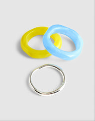 Three-Pack Sculptural Resin Bangle Bracelet Set