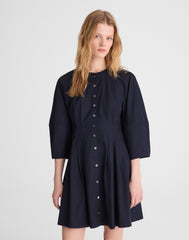 Sculptural-Sleeve Pleated Mini Dress