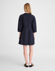 Sculptural-Sleeve Pleated Mini Dress