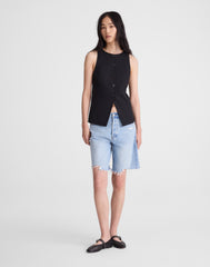 Crewneck Cutaway Vest in Drapey Twill
