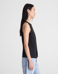 Crewneck Cutaway Vest in Drapey Twill