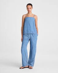 Airy Denim Squareneck Shell Top