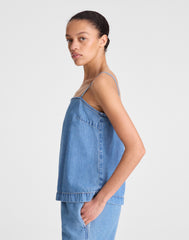 Airy Denim Squareneck Shell Top