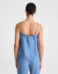 Airy Denim Squareneck Shell Top
