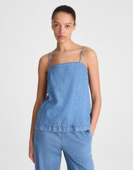 Airy Denim Squareneck Shell Top